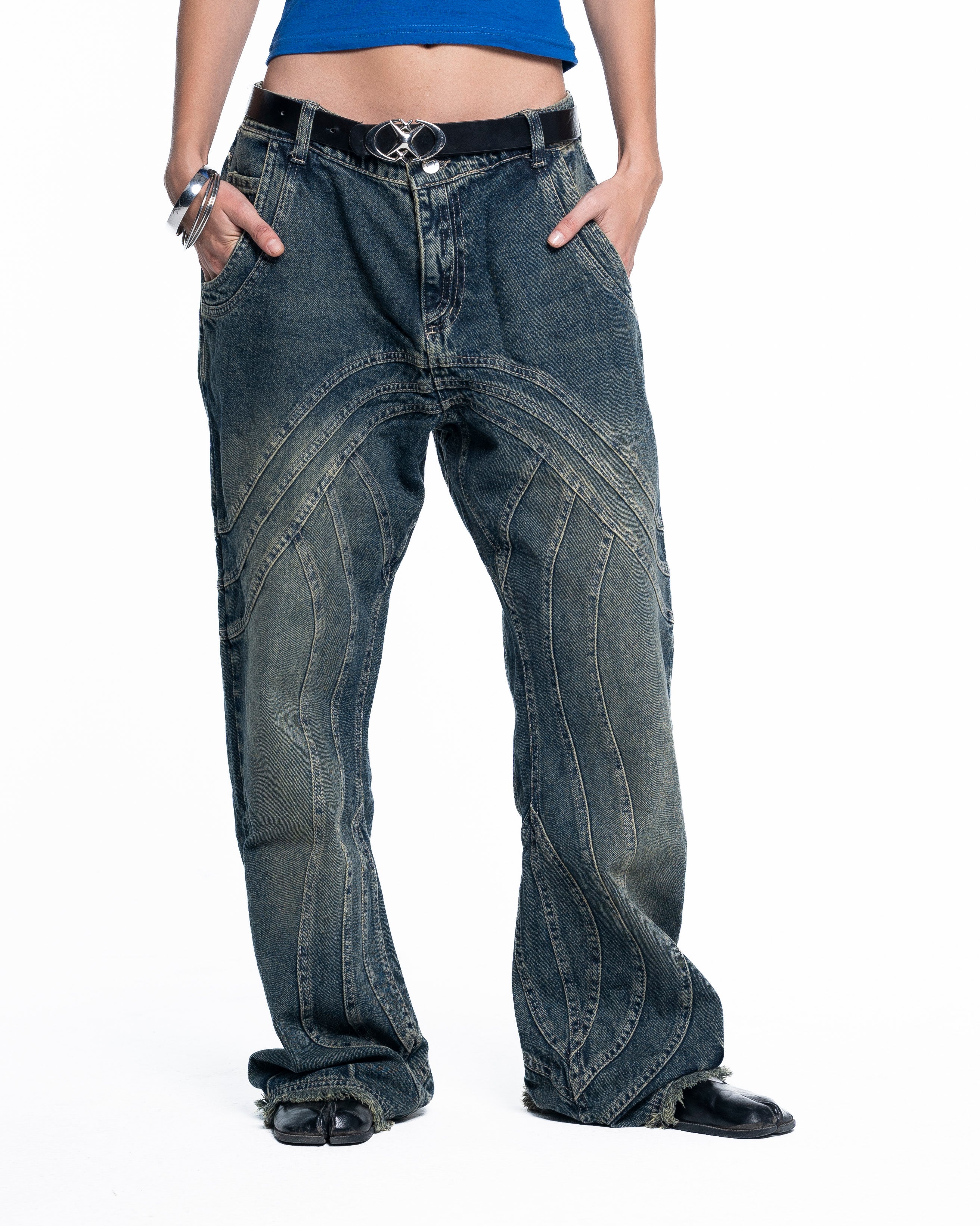 GRAY FLARED JEANS